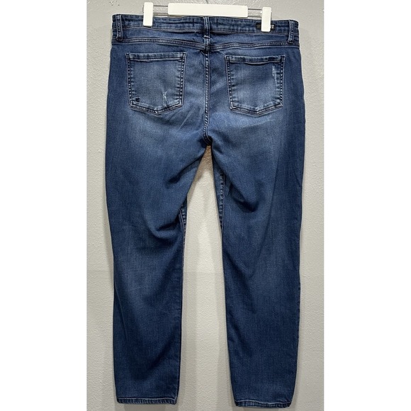 Kut from the Kloth Denim Jeans Women's 14 Blue Distressed Straight Leg 5 Pockets - Picture 7 of 10